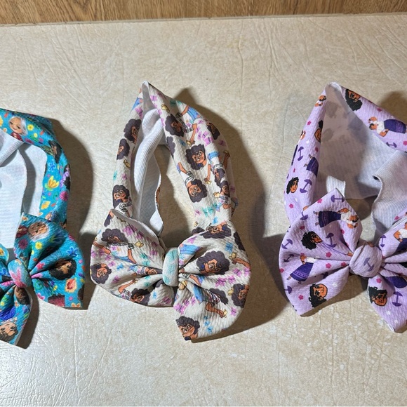 3 Infant Girl Encanto Headband Bows  Stretchy - Picture 1 of 5